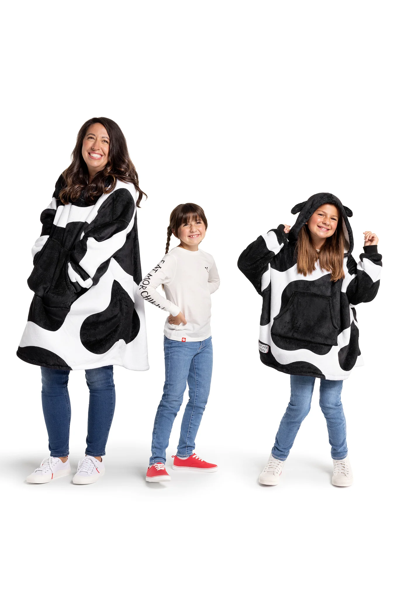 Cow Print Adult Fleece Lined Wearable Blanket - Image 4