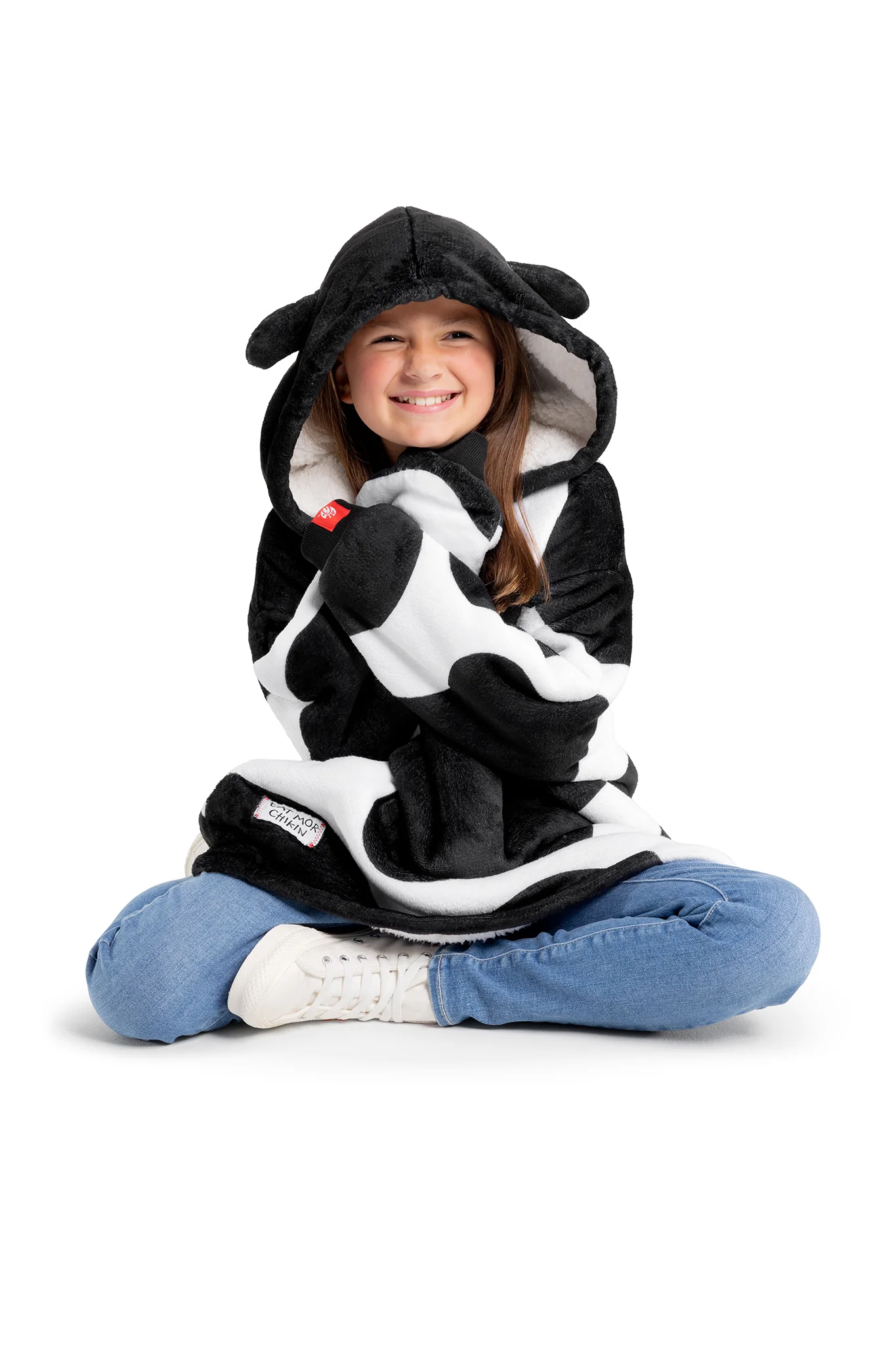 Cow Print Kids Fleece Lined Wearable Blanket - Image 4
